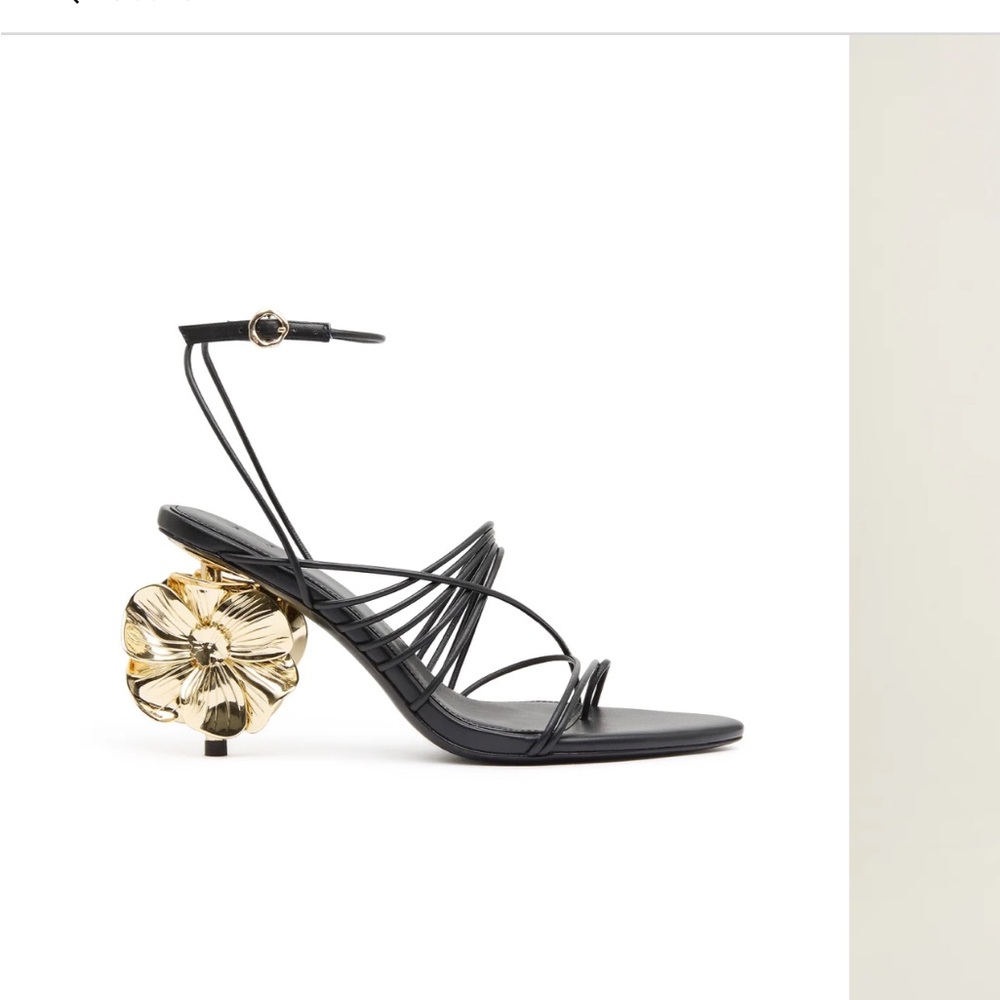 Aje Black and Gold Sculptural Heel Sandals